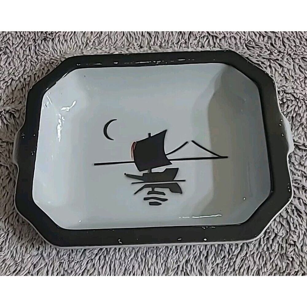 Vintage Klafrestrom Iron Made In Sweden Brown‎ & White Enameled Cast Iron Dish